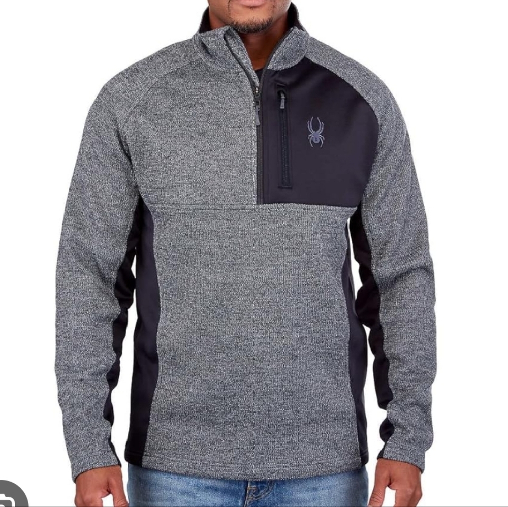 Spyder Jacket Men Quarter-Zip Front Performance  SzS/Ch Gray/White‎ Thermal